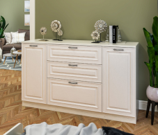 Комоды, Комод Гранд / Ливерпуль СБ-3526 Дуб Приморский Белый/МДФ Классика Светлый