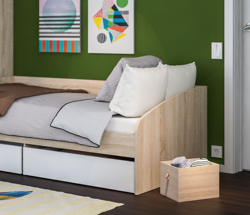 Кровати 90 см, Кровать Мамбо СБ-2372.Н с матрасом Сити - Бормио 900*2000