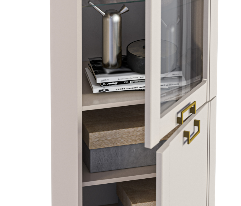 Шкафы пеналы, Шкаф-витрина Ассоль СБ-3429 Кашемир серый/МДФ Кашемир