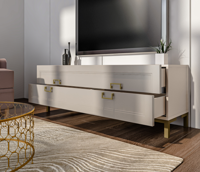 ТВ-тумбы, Тумба под телевизор Ассоль СБ-3433 Кашемир серый/МДФ Кашемир