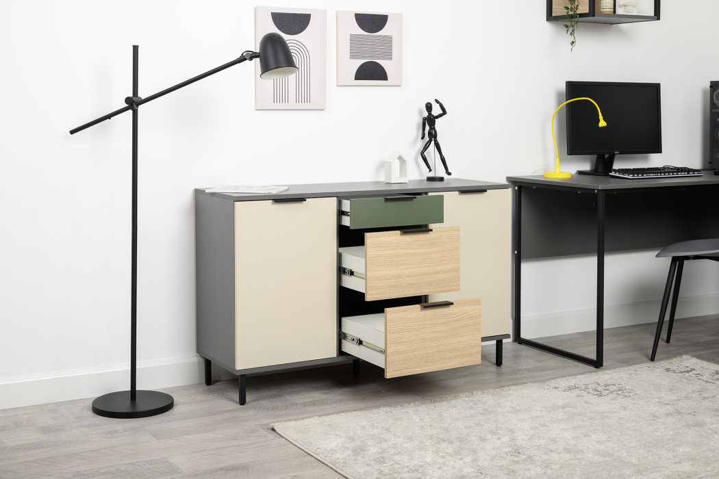 Детские комоды, Комод Марвэл 16.234.02, темно-серый, сатин, плэйн, дымчатый зеленый