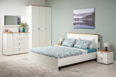 Комод Остин 16.221, белая шагрень, дуб золотой крафт