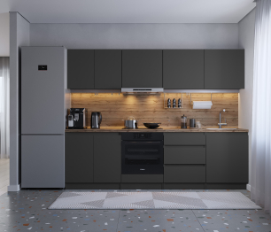 Кухонный гарнитур Леон прямой 260 см, диамант серый