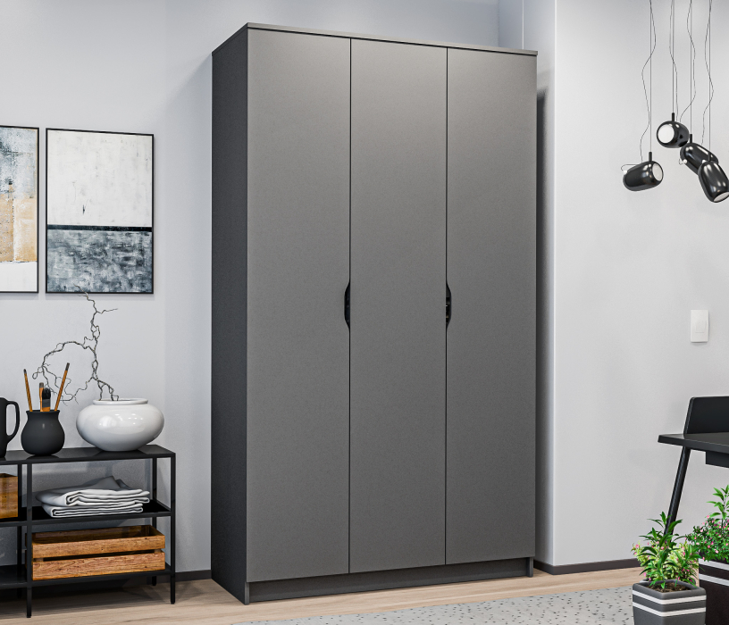 Шкафы распашные, Шкаф 3 дверный Бруклин СБ-3347 Диамант серый