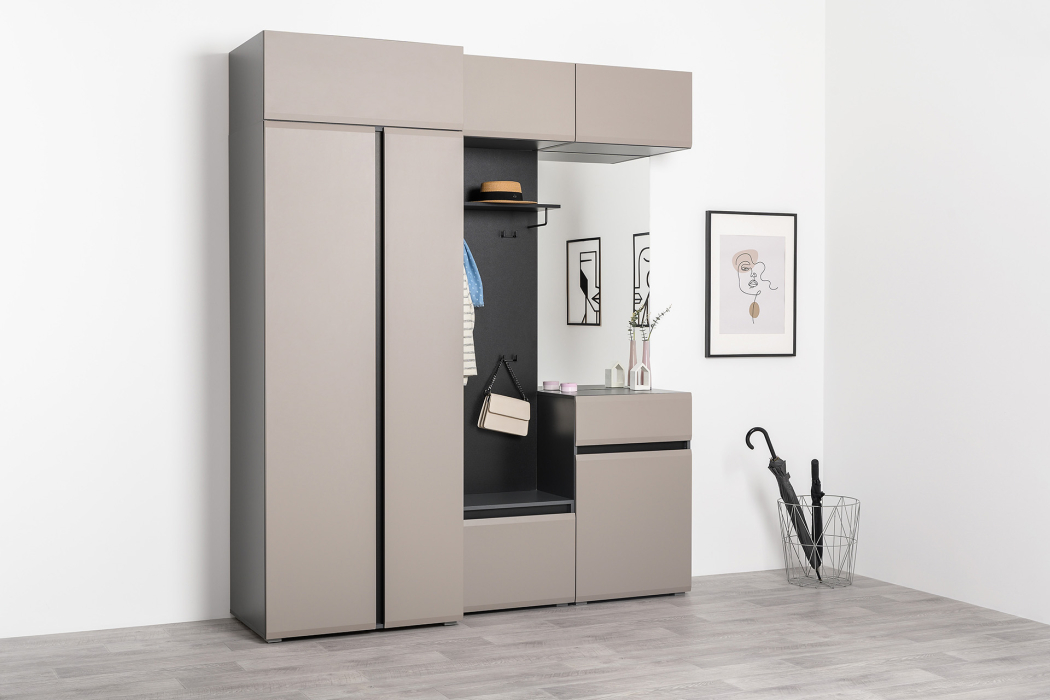 Шкафы распашные, Шкаф антресольный Сидней 16.314.03, антрацит, веллюто капучино