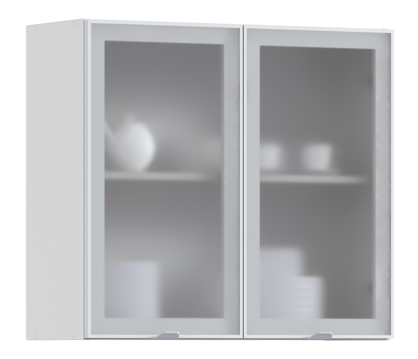 Навесные, Регина РП-80 Полка Белый/Витрина алюминий Белый глянец/стекло Сатин