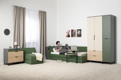 Шкаф-пенал Марвэл 16.316.02, темно-серый, дымчатый зеленый