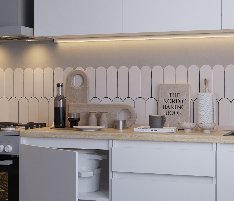 Кухонные гарнитуры, Кухонный гарнитур Леон прямой 180 см, белый