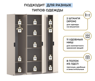 Шкаф четырехдверный Макс 2000 мм, вариант №3 (ЛДСП/МДФ)