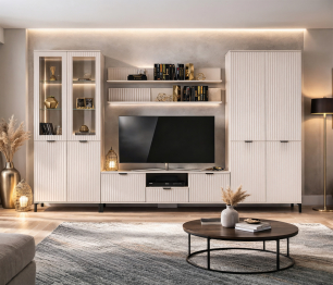 Набор для гостиной с двумя витринами Турин Кашемир серый/МДФ Кашемир