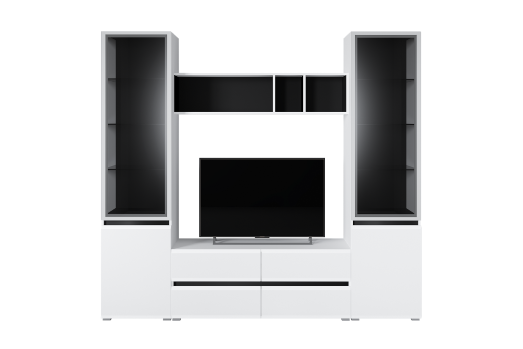 Настенные полки, Полка Сидней 15.57, белый премиум, черный