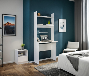 Комплект Альфа (тумба и стеллаж со столом), Белый