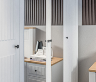 Шкаф 4х дверный Монтана СБ-3543 Белый Альпийский,Дуб Гамильтон/МДФ Дуб Белый