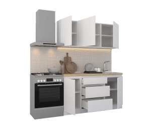 Кухонный гарнитур Леон прямой 150 см, белый