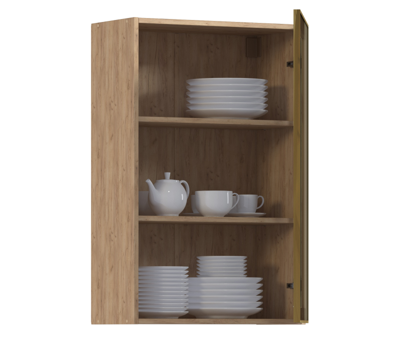 Навесные, Навесной шкаф Регина РП-160 (Дуб Вотан/Витрина Золото)