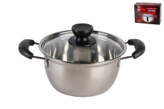Посуда, Кастрюля 18см 700мл, крышка- стекло, нерж/бекелит 82658