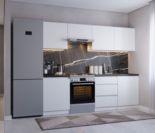 Кухонный гарнитур Леон прямой 240 см, белый