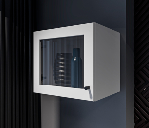 Твин СБ-3383 Полка Белая с фасадом со стеклом