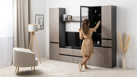 Шкаф Сидней 13.200, антрацит, веллюто капучино