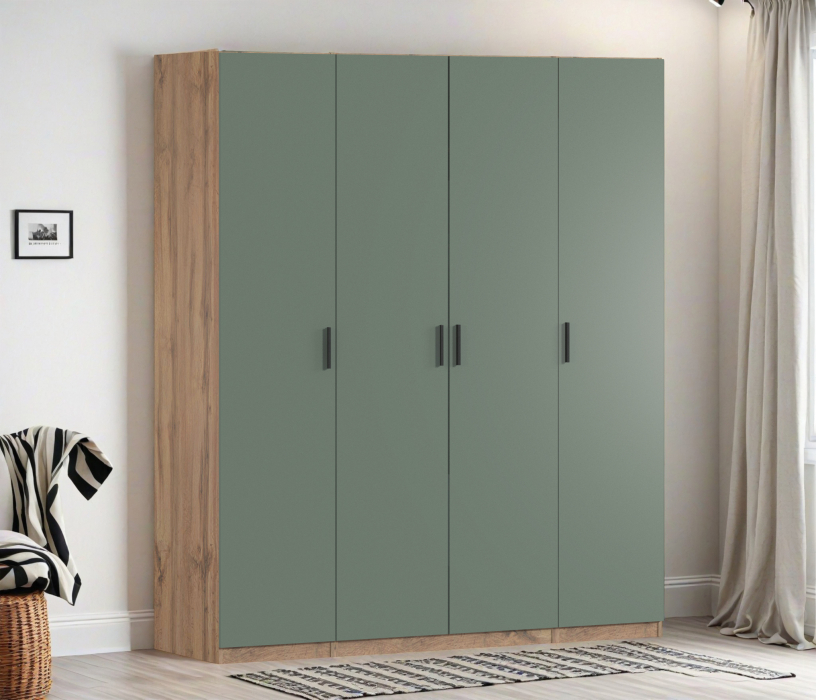 Для одежды, Шкаф четырехдверный Макс 2000 мм, вариант №2 (ЛДСП, корпус дуб вотан)