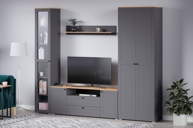 Полка Остин 16.484, серый графит, дуб золотой крафт