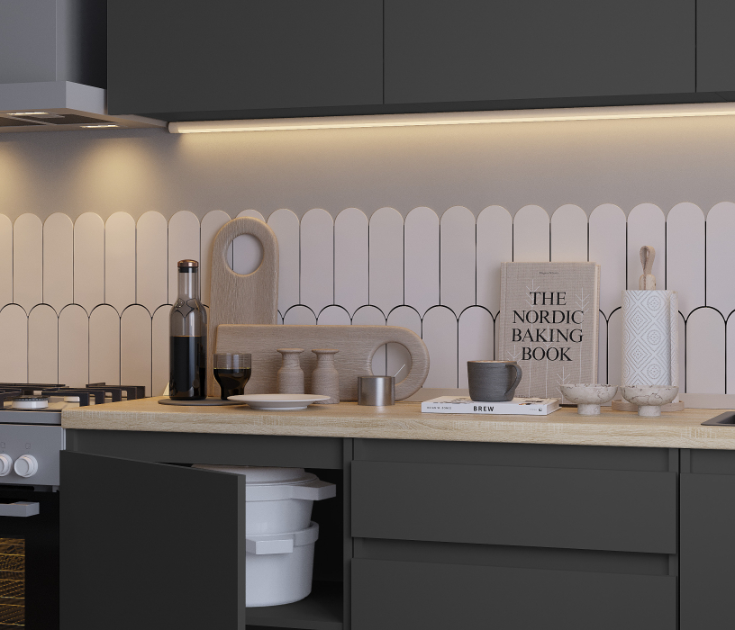 Кухонные гарнитуры, Кухонный гарнитур Леон прямой 180 см, диамант серый